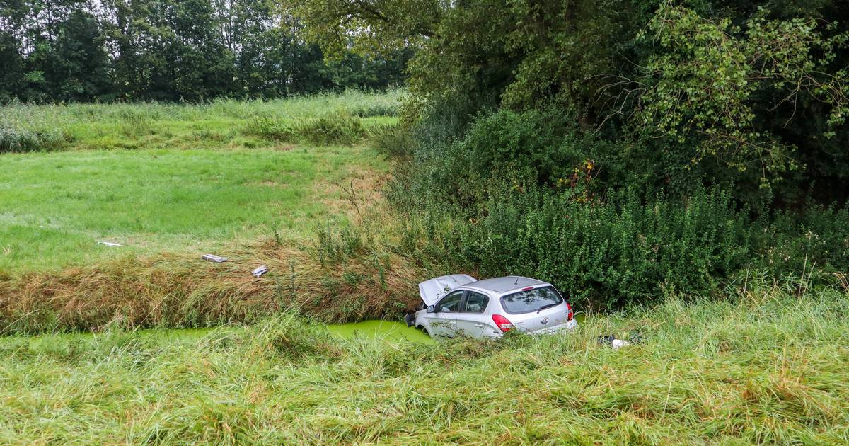 Auto raakt van de weg op de N218 in Geervliet en rijdt het water in, bestuurder gereanimeerd