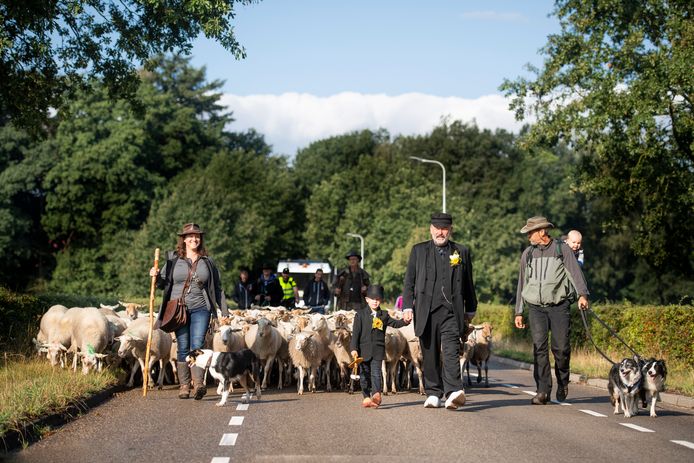 De stoet aan de rand van het dorp Hellendoorn.
