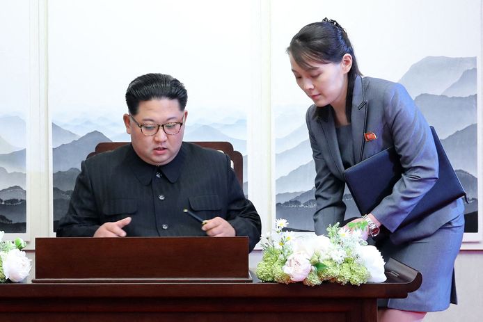 North Korean leader Kim Jong Un and his sister Kim Yo Jong.