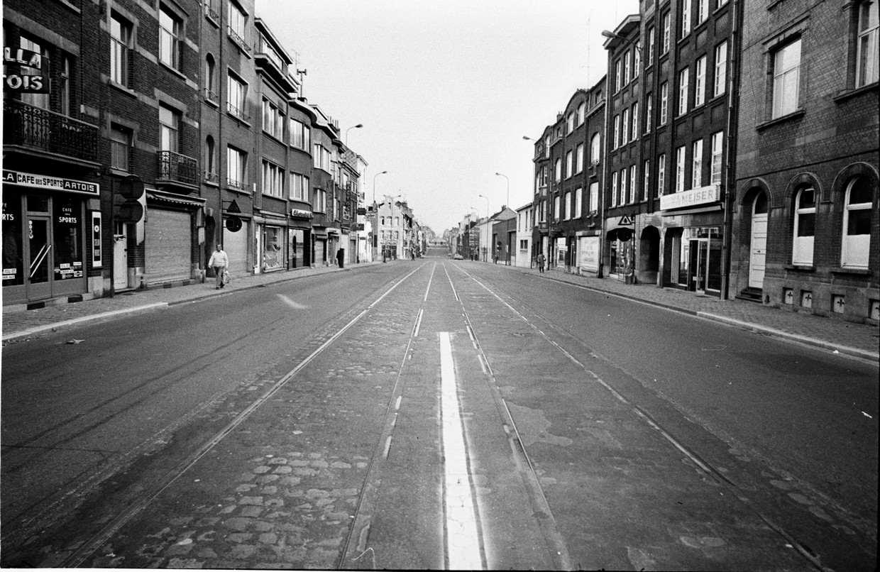 Lege Brusselse straten op de eerste autoloze zondag, op 18 november 1973.  Beeld Photo News