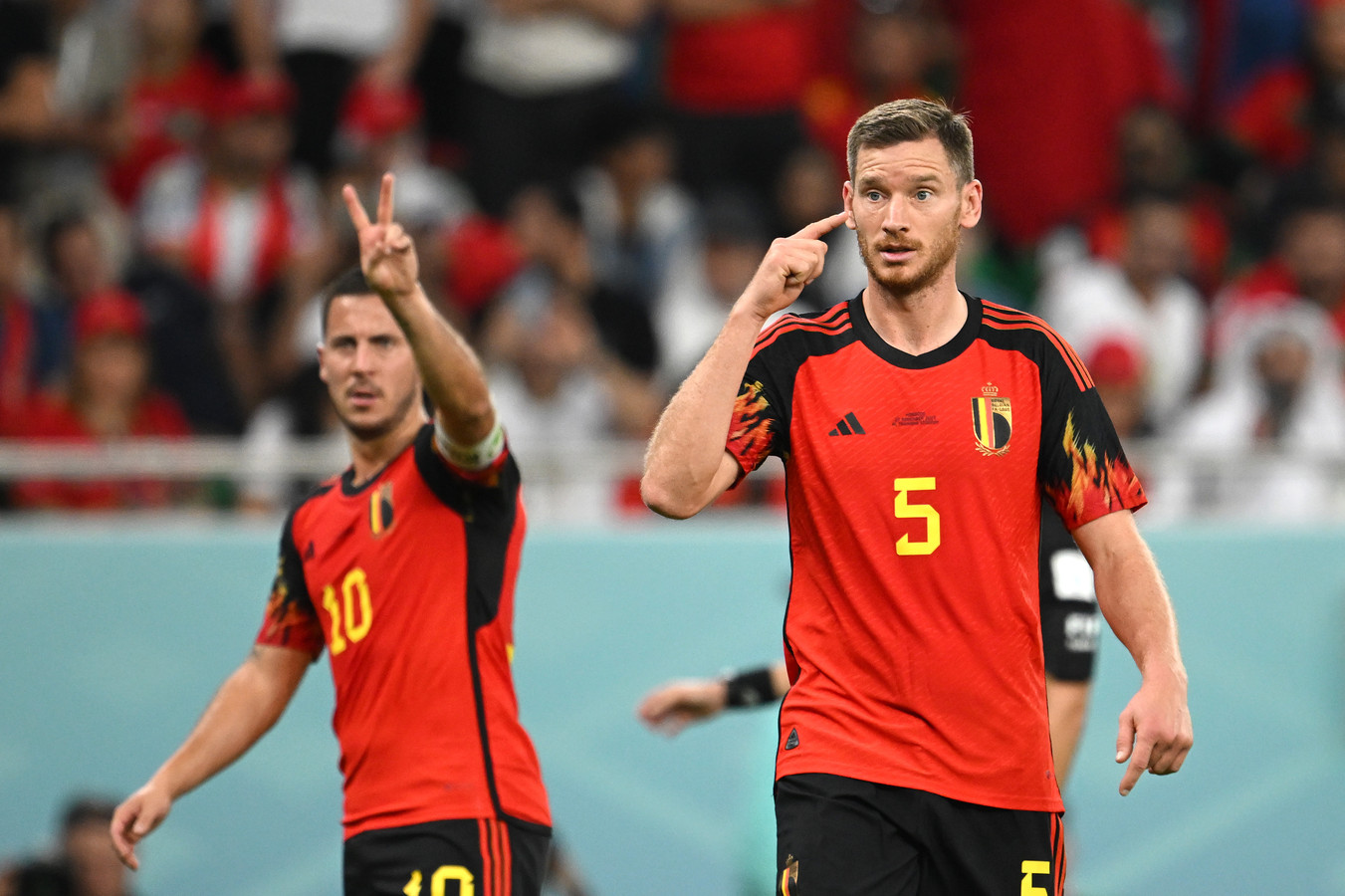 Jan Vertonghen tijdens de wedstrijd tegen Marokko.