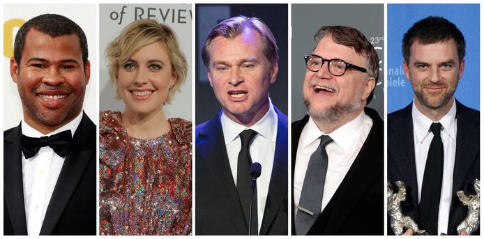 Jordan Peele, Greta Gerwig, Christopher Nolan, Guillermo del Toro en Paul Thomas Anderson.