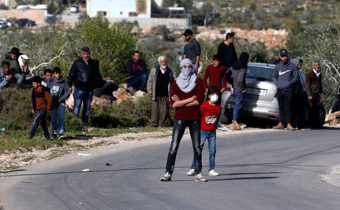 Palestijnen kwamen samen in Nablus vanwege een gerucht dat Israëlische kolonisten daar zouden aankomen.