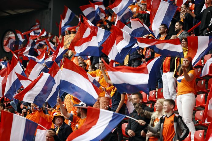 Supporters tijdens de vriendschappelijke wedstrijd tussen Nederland en Georgie in Stadion De Grolsch Veste in Enschede.