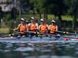 Marloes Oldenburg, Benthe Boonstra, Hermine Catherine Drenth, Tinka Offereins tijdens het EK in Bled.