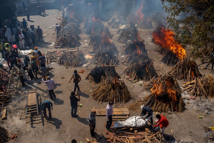 Massacrematie in New Delhi.