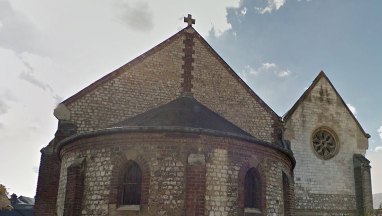 Screenshot van GoogleMaps van een kerk in Saint-Etienne-du-Rouvray. Beeld GoogleMaps