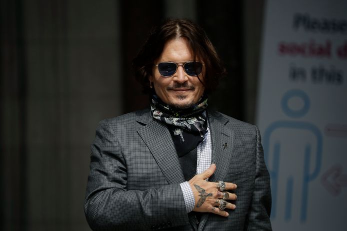 Johnny Depp lors de son procès en diffamation devant la Haute Cour de Londres en 2020.