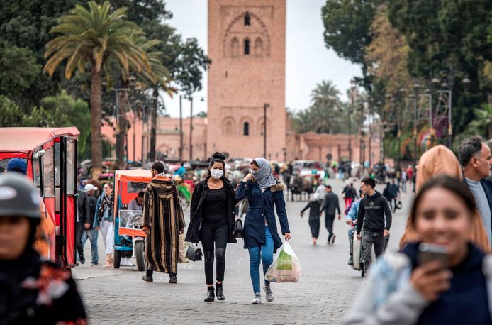 Een plein in de Marokkaanse stad Marrakesh.