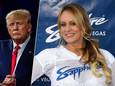 Stormy Daniels en Donald Trump (links).