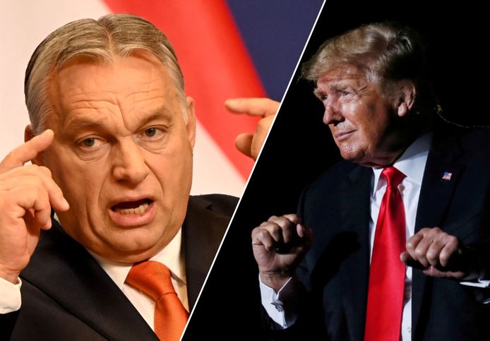 De Hongaarse premier Victor Orbán en de voormalige Amerikaanse president Donald Trump.