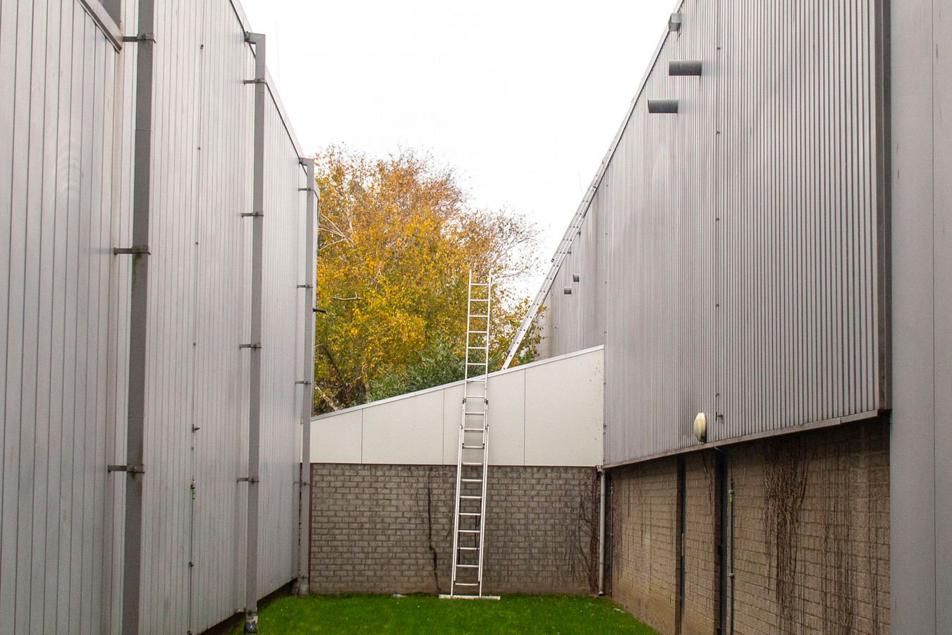 Agenten klimmen pand op via ladders, maar zitten vervolgens vast op het