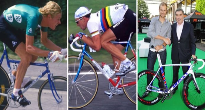 Eric Vanderaerden, Lance Armstrong en Tom Boonen reden onder andere met een Eddy Merckx-fiets.