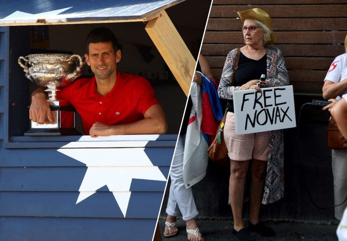 Djokovic mag Australië niet in en in Melbourne kwam intussen al protest op gang tegen die beslissing.