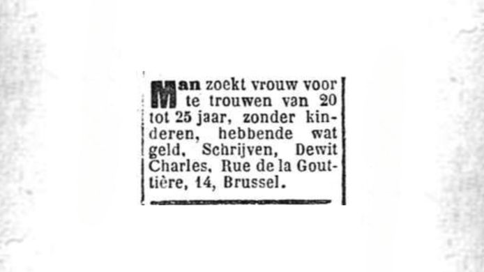 Annuncio di matrimonio del 1904 da Het Laatste Nieuws.