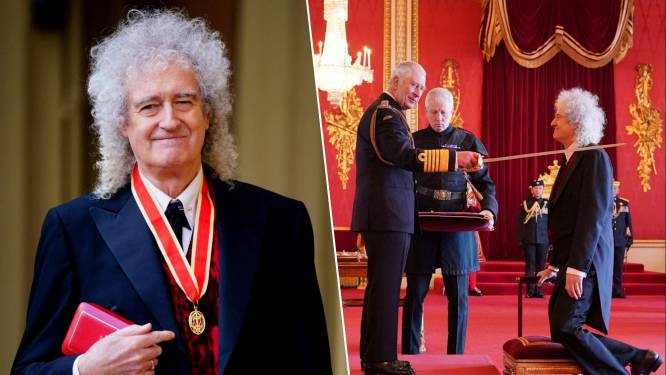 Queen-gitarist Brian May geridderd door koning Charles in Buckingham Palace