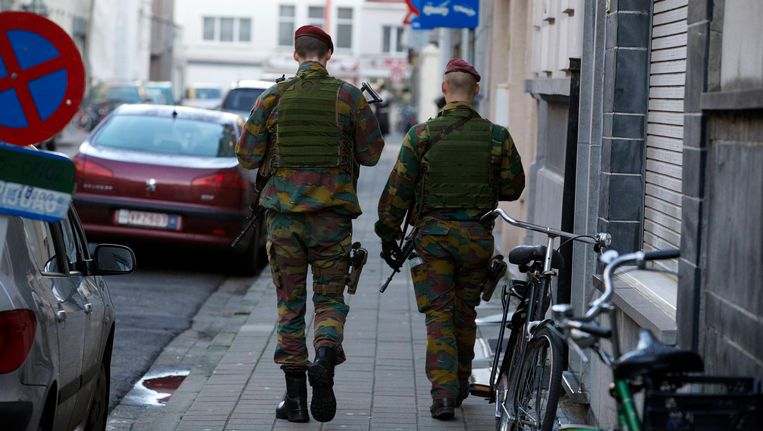 Militairen patrouilleren in Antwerpen in januari dit jaar. Beeld BELGA