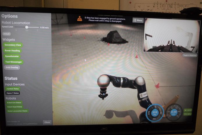 Screenshot van de bediening van de robotauto van ESA op afstand