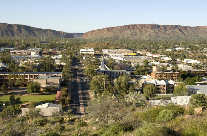 De  afgelegen plaats Alice Springs in Centraal-Australië.