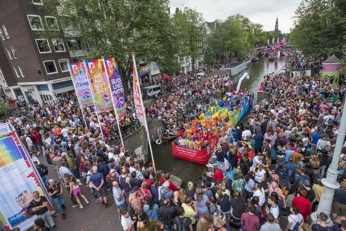 De Canal Parade in Amsterdam.