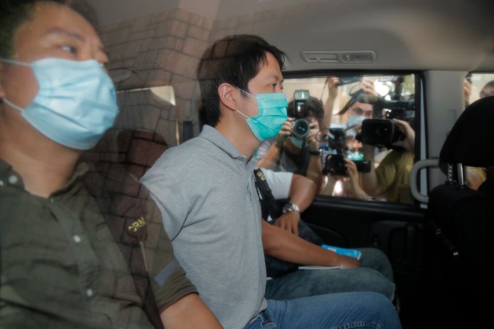Ted Hui bij zijn arrestatie vanmiddag.