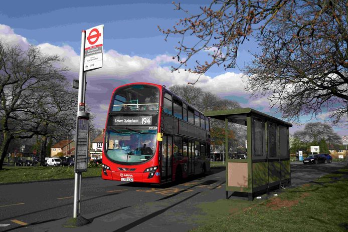 Beeld ter illustratie. Een bushalte in Croydon, Londen.