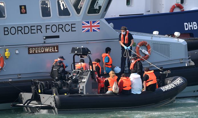 Migranten in de haven van Dover