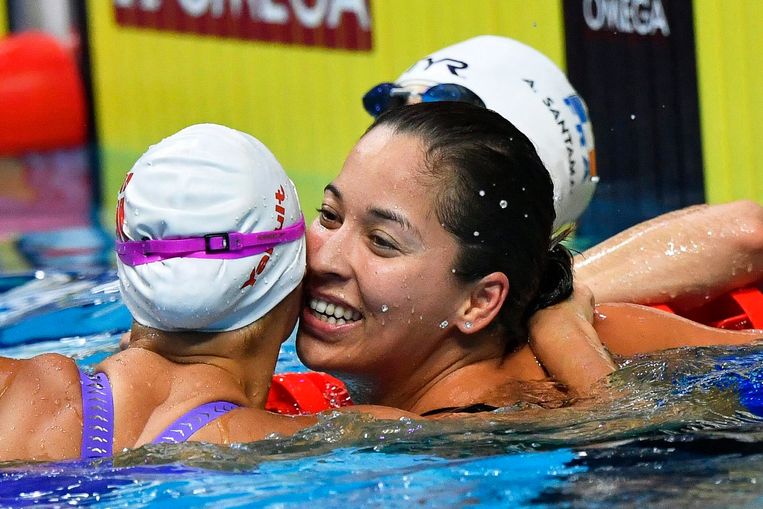Ranomi Kromowidjojo zwom op de 50 meter vrij naar een waanzinnige tijd, die haar zilver opleverde. Beeld EPA