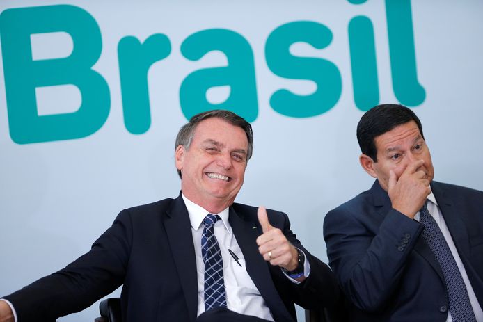 President Jair Bolsonaro en vicepresident Hamilton Mourao, archiefbeeld.