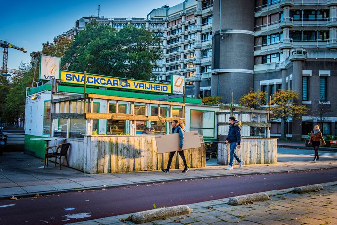 De oude keet van Snackcar De Vrijheid.