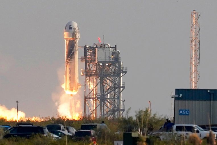De New Shepard-raket van Bezos. Beeld AP