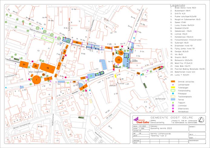 Plattegond van de kermis in Lichtenvoorde in 2023.