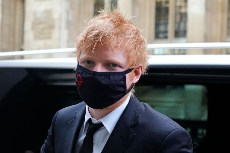 Ed Sheeran vorige maand bij het Hooggerechtshof in Londen. Beeld AP