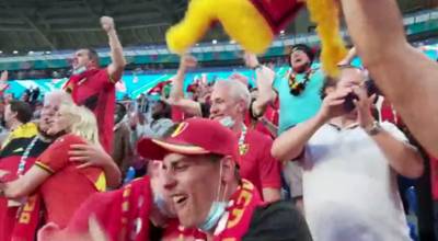 Feest op de tribunes in Sint-Petersburg! Belgische fans gaan uit hun dak na openingsgoal Lukaku