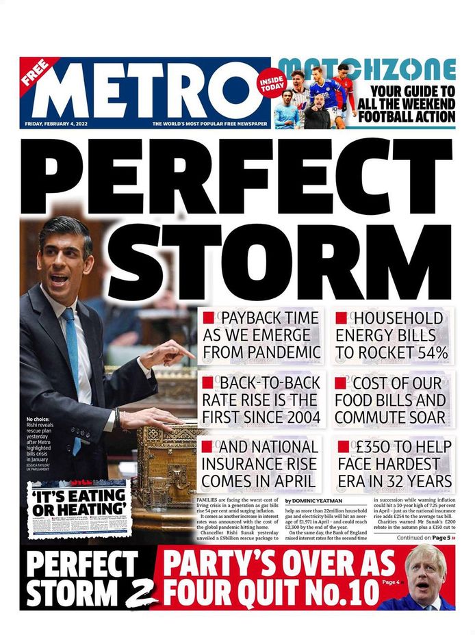 Metro: "Perfect storm 2. Party's over as four quit"