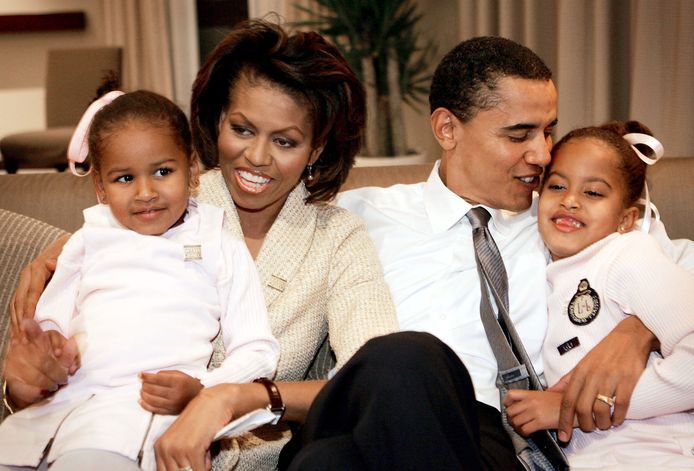 De familie Obama in 2004.