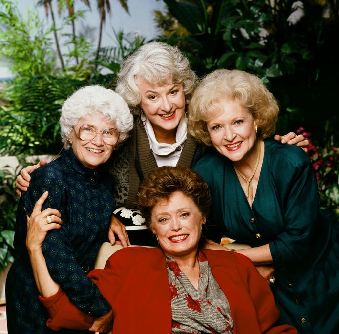 Estelle Getty, Bea Arthur, Betty White en Rue McClanahan alias 'The Golden Girls'.