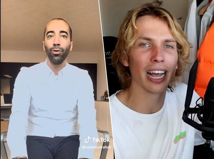 CD&V chairman Sammy Mahdi on TikTok.  Right: YouTuber Acid shares Reuzegommers identity with his thousands of followers in vlog.