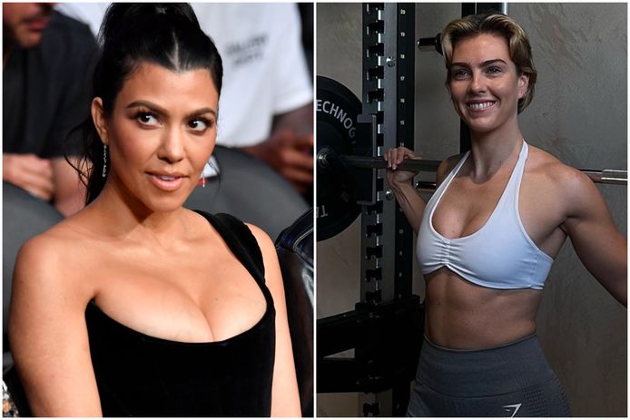 Personal trainer en voedingsdeskundige Loewi Monbaliu (rechts) legt uit of de ‘perky titty workout’ van realityster Kourtney Kardashian (links) echt effect heeft.