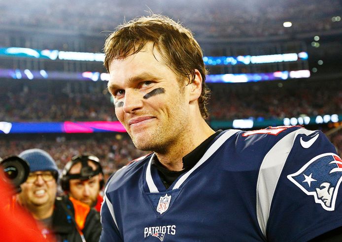 Tom Brady als quarterback van de Patriots.