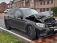 Mercedes  total loss na ongeval met vrachtwagen in Edegem.