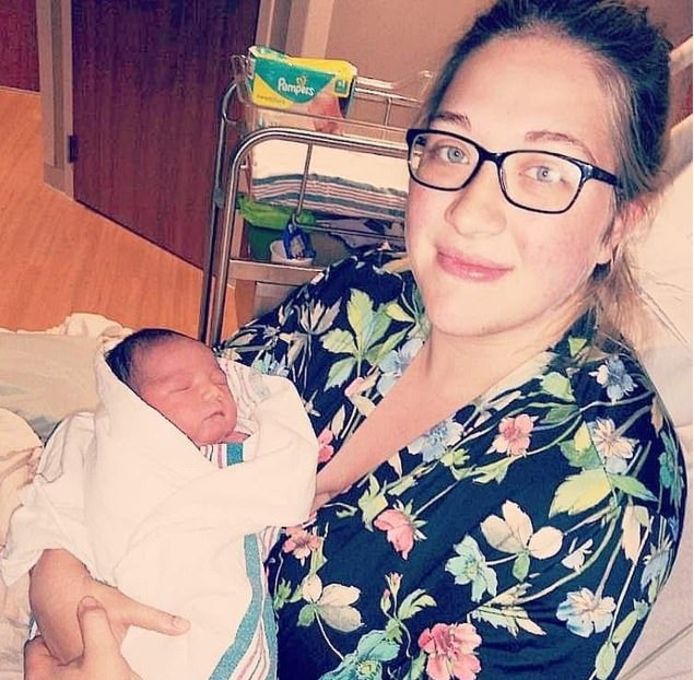 Jordan Jamrowski met haar baby.
