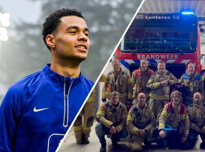 Cody Gakpo, een van de spelers die besmet is met virus/ Het team vrijwilligers van de Lunterse brandweer.