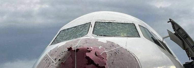 Piloten van Atlasglobal wisten dit vliegtuig in juni veilig in Istanbul te landen na een zware hagelstorm. Beeld rv