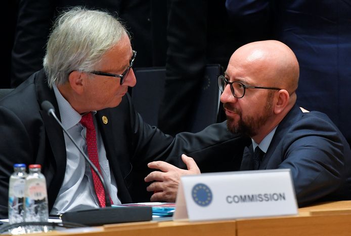 Europees Commissievoorzitter Jean-Claude Juncker en premier Charles Michel.