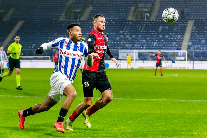 Jordy Thomassen, vorig seizoen met De Treffers in de KNVB-beker tegen SC Heerenveen.