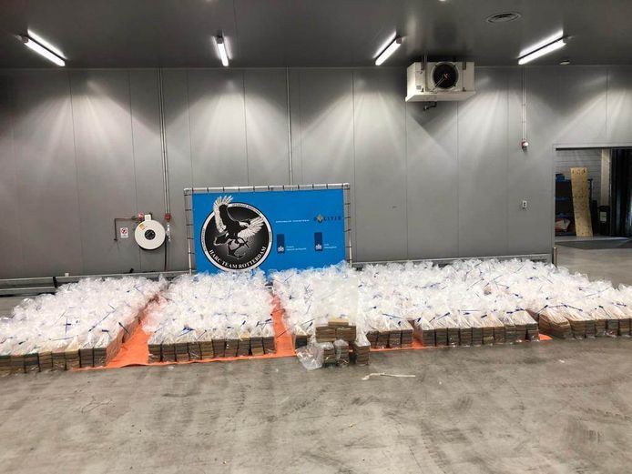 De 4.180 kilo cocaïne die op 30 december 2021 werd ontdekt in de haven van Rotterdam.