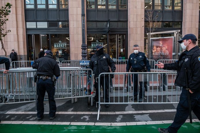 De politie was voorbereid, met de gewelddadige bestorming van het Capitool vorige week door Trumpaanhangers in het achterhoofd.
