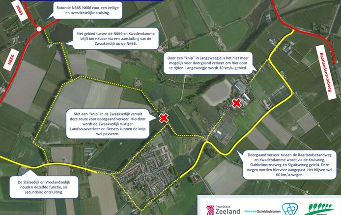 Een situatieschets van het plan van de provincie, gemeente en het waterschap.