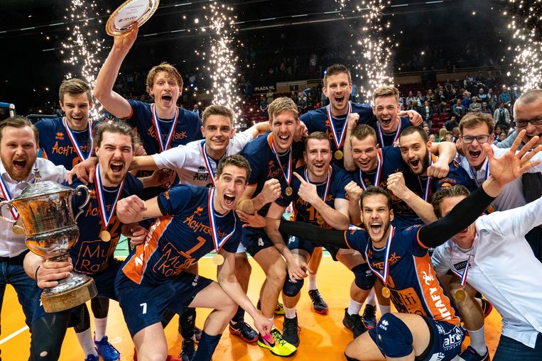 Het Achterhoekse Orion behaalde de landstitel door in het vijfde en beslissende play-offduel in Groningen van Lycurgus te winnen. Beeld Ronald Hoogendoorn